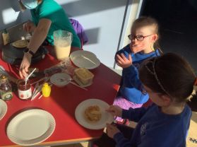 Lots of fun on Pancake Tuesday- Making Pancakes and visit from the Ice-Cream van! 